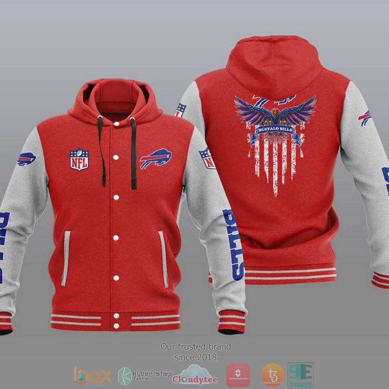 NFL Buffalo Bills Eagle American Flag Baseball Jacket Hoodie 1 2 3 4