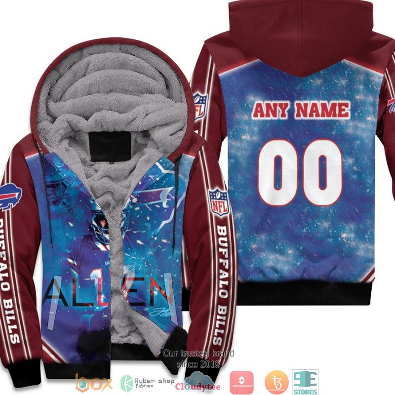 NFL Buffalo Bills Josh Allen Team Blue 3d Fleece Hoodie 3 NFL Buffalo Bills Josh Allen Team Blue 3d Fleece Hoodie