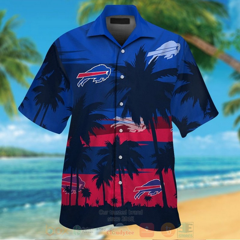 NFL Buffalo Bills Red Blue Coconut Tree Hawaiian Shirt Short