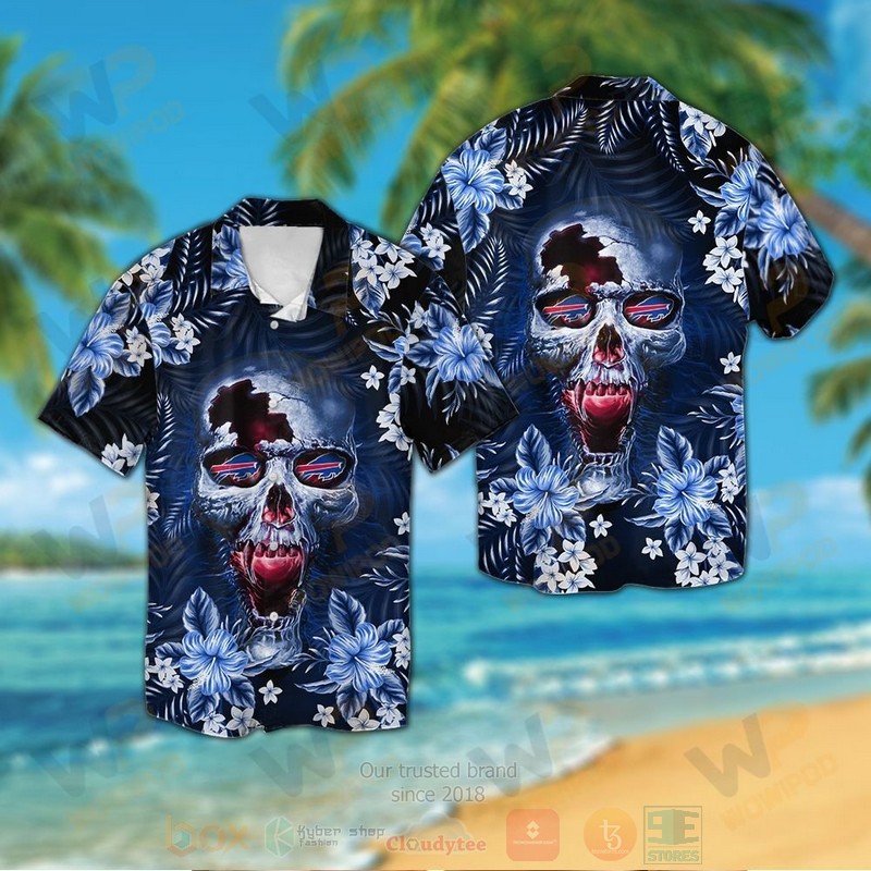 BEST NFL Buffalo Bills Skull Hawaii Shirt, Short 1 NFL Buffalo Bills Skull Hawaiian Shirt Short