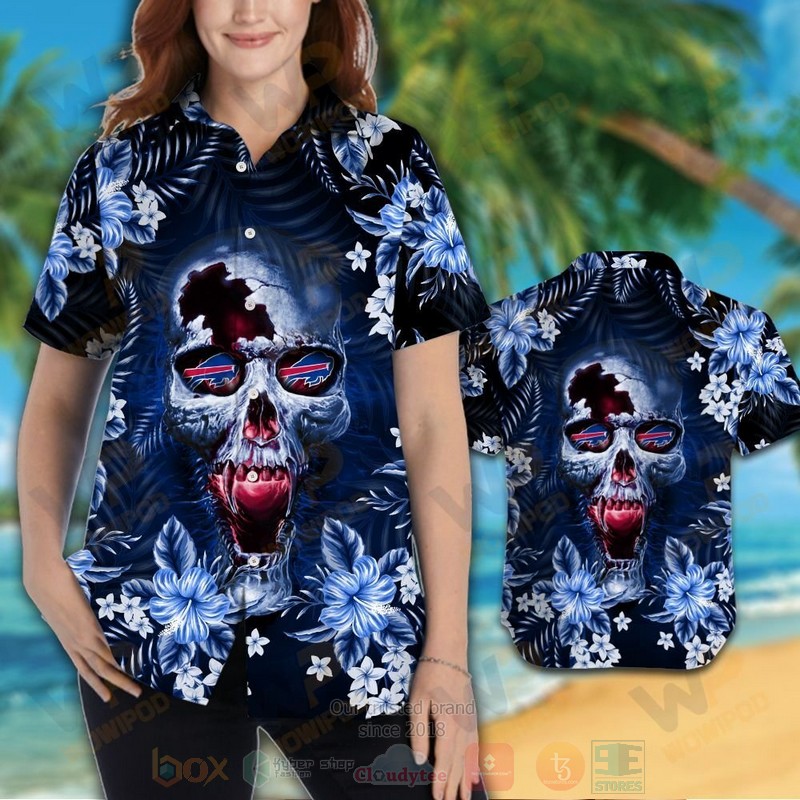 BEST NFL Buffalo Bills Skull Hawaii Shirt, Short 3 NFL Buffalo Bills Skull Hawaiian Shirt Short 1 2