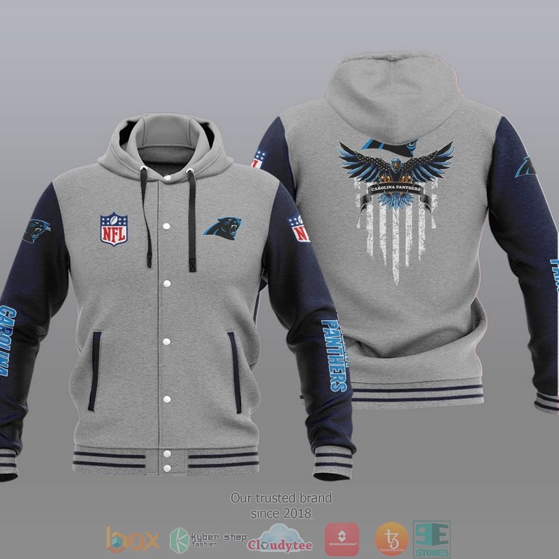 NFL Carolina Panthers Eagle American Flag Baseball Jacket Hoodie 1