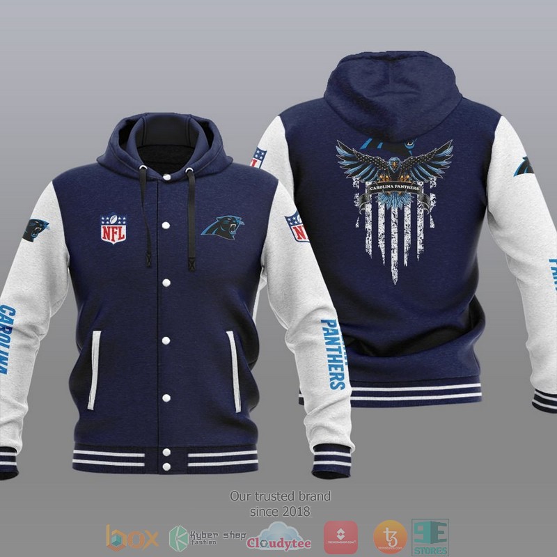 HOT Carolina Panthers Eagle American Flag Varsity Hoodie Jacket 3 NFL Carolina Panthers Eagle American Flag Baseball Jacket Hoodie 1 2