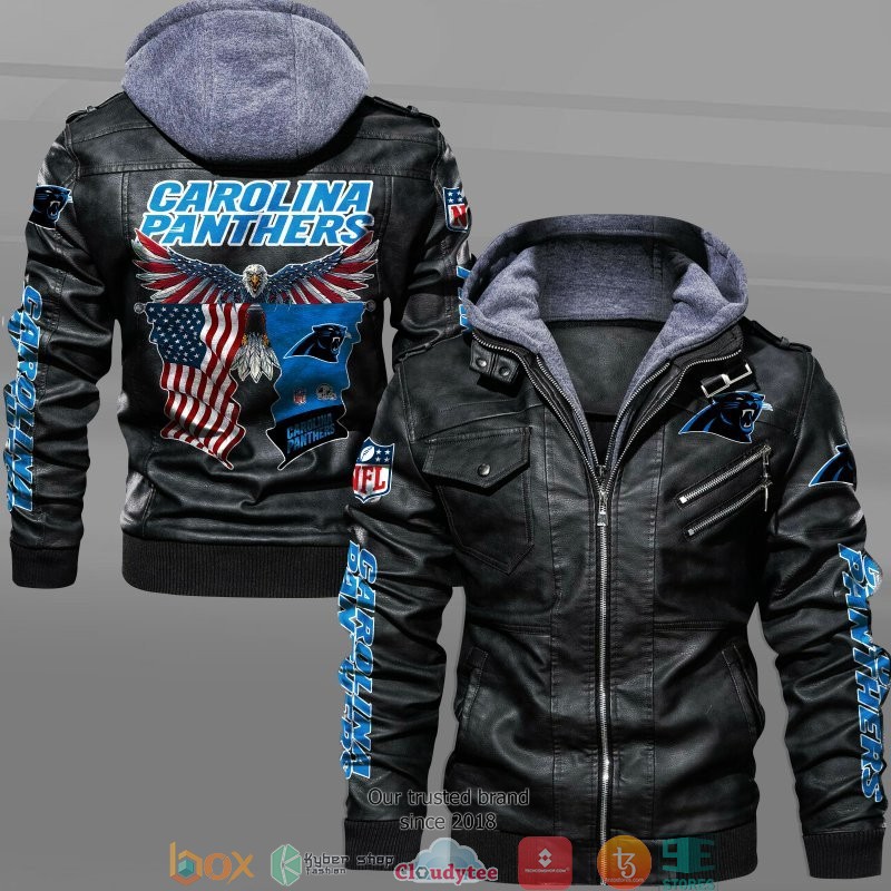 NFL Carolina Panthers Eagle American flag 2d leather jacket