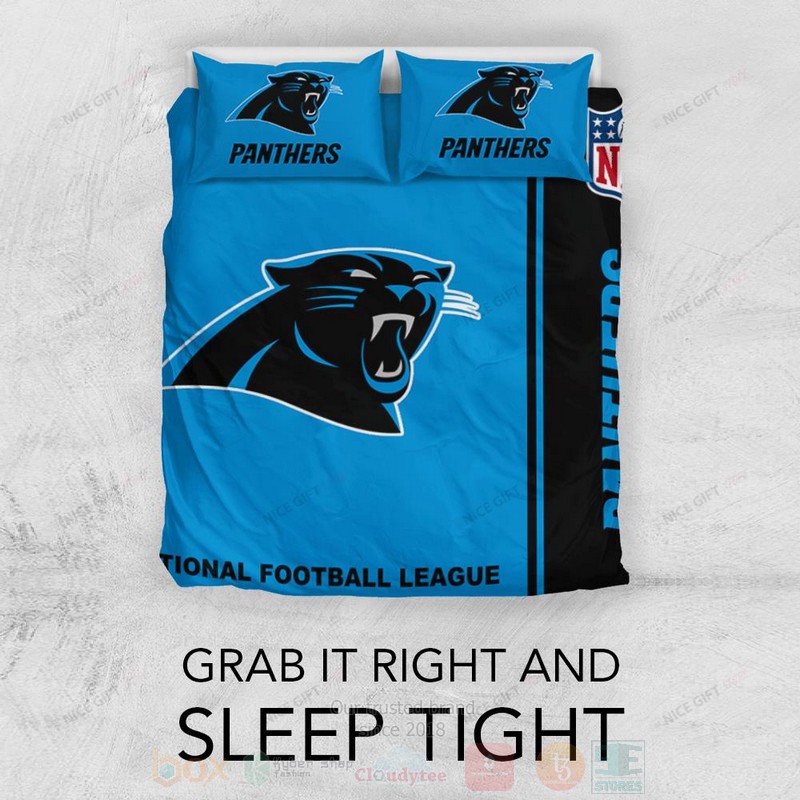 BEST NFL Carolina Panthers Inspired Blue Duvet Cover Bed Sets 3 NFL Carolina Panthers Inspired Blue Bedding Set 1 2