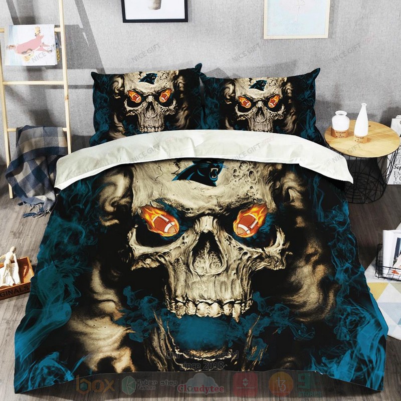 NFL Carolina Panthers Skull Inspired Bedding Set 1