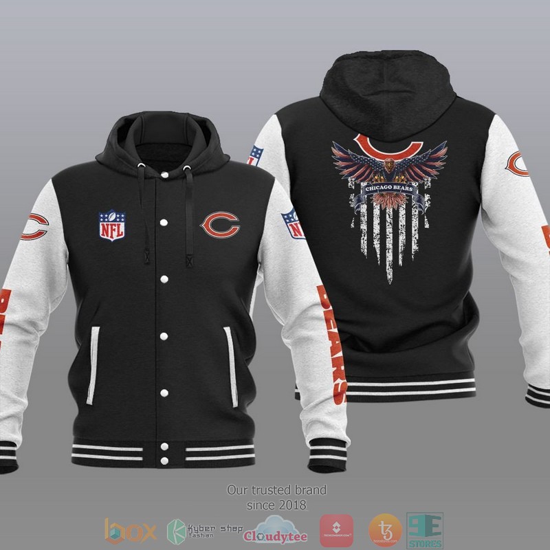 NFL Chicago Bears Eagle American Flag Baseball Jacket Hoodie 1