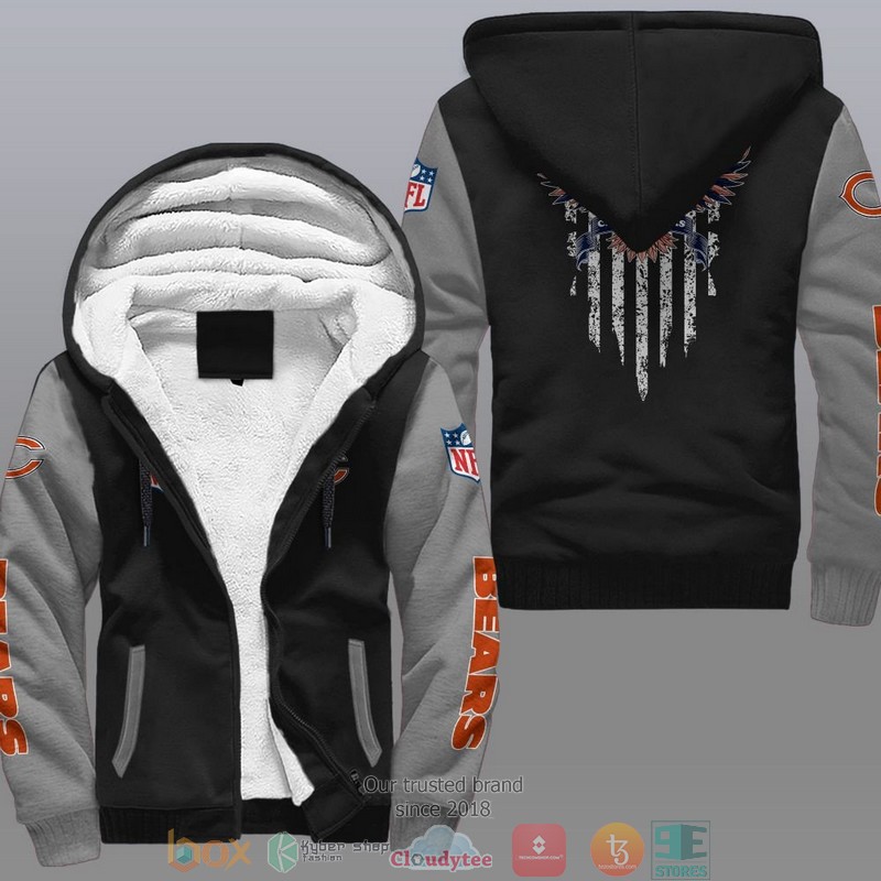 HOT Chicago Bears Eagle American Flag 3D Fleece Hoodie 2 NFL Chicago Bears Eagle American Flag Fleece Hoodie 1