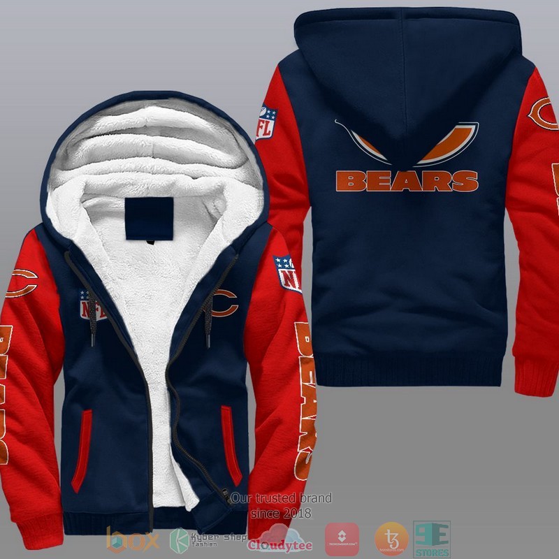 HOT Chicago Bears 3D Fleece Hoodie 4 NFL Chicago Bears Fleece Hoodie 1 2 3