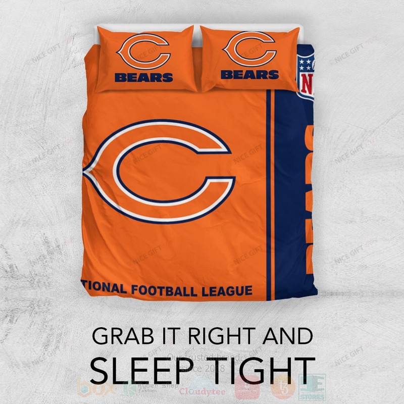 BEST NFL Chicago Bears Inspired Orange Duvet Cover Bed Sets 3 NFL Chicago Bears Inspired Orange Bedding Set 1 2