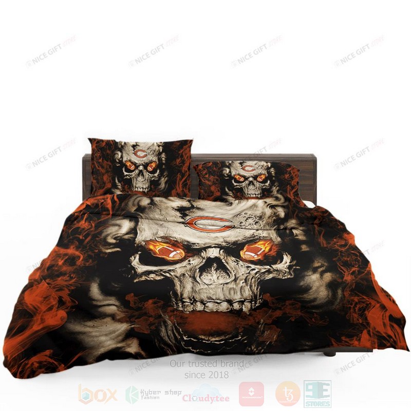 NFL Chicago Bears Inspired Skull Bedding Set