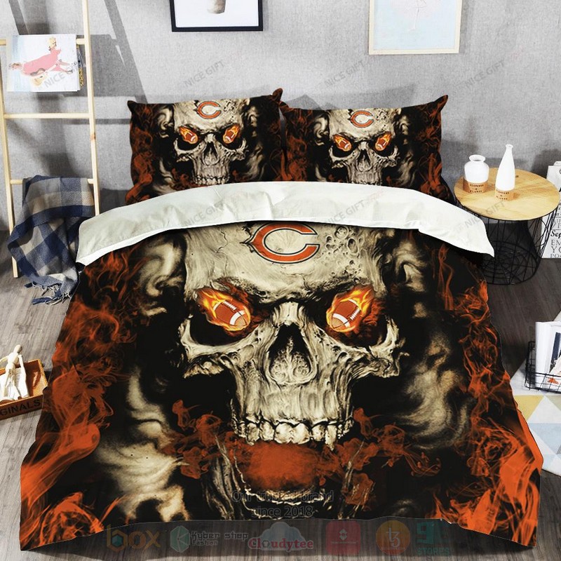 NFL Chicago Bears Inspired Skull Bedding Set 1