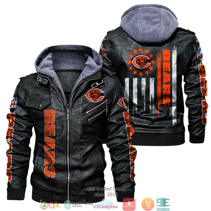 NFL Chicago Bears thin line flag 2d leather jacket