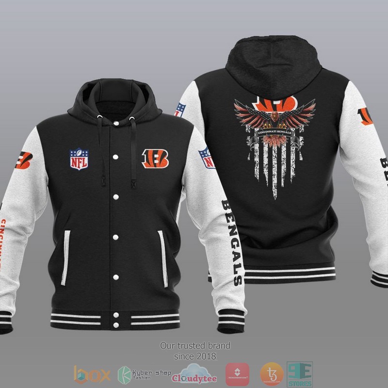 NFL Cincinnati Bengals Eagle American Flag Baseball Jacket Hoodie 1
