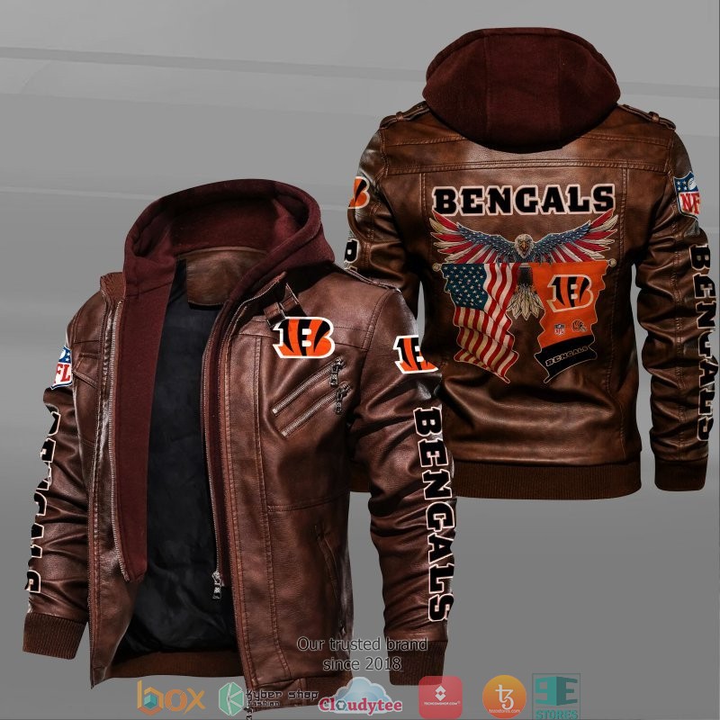 NFL Cincinnati Bengals Eagle American flag 2d leather jacket 2 NFL Cincinnati Bengals Eagle American flag 2d leather jacket 1