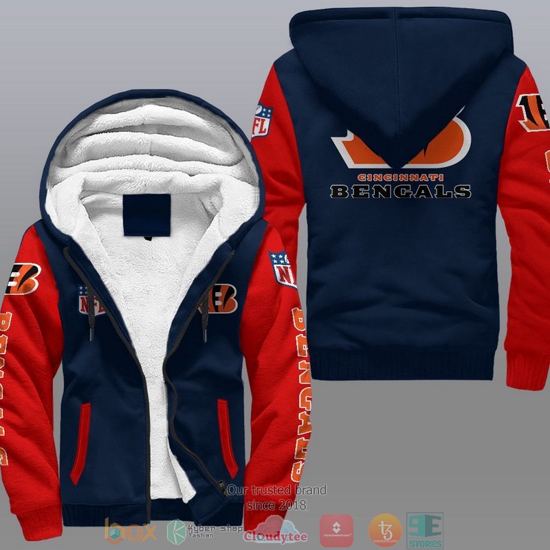 HOT Cincinnati Bengals 3D Fleece Hoodie 4 NFL Cincinnati Bengals Fleece Hoodie 1 2 3