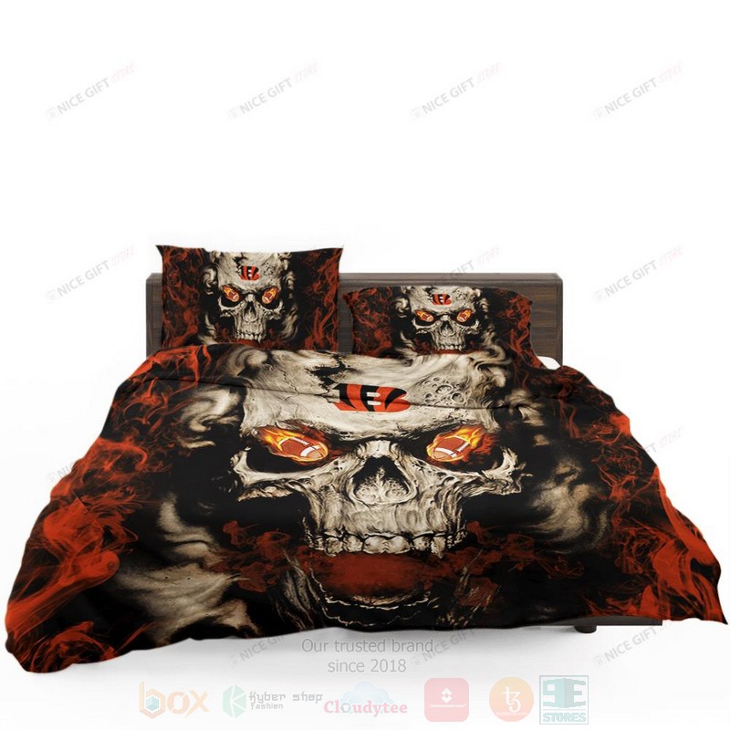 NFL Cincinnati Bengals Inspired Skull Bedding Set