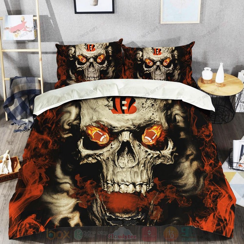 NFL Cincinnati Bengals Inspired Skull Bedding Set 1