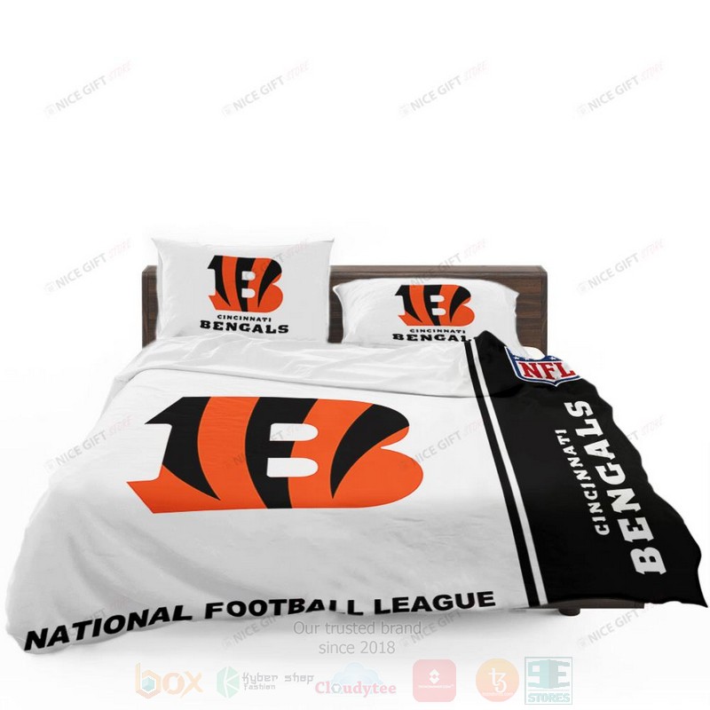 NFL Cincinnati Bengals Inspired White Black Bedding Set