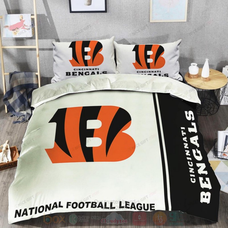 NFL Cincinnati Bengals Inspired White Black Bedding Set 1
