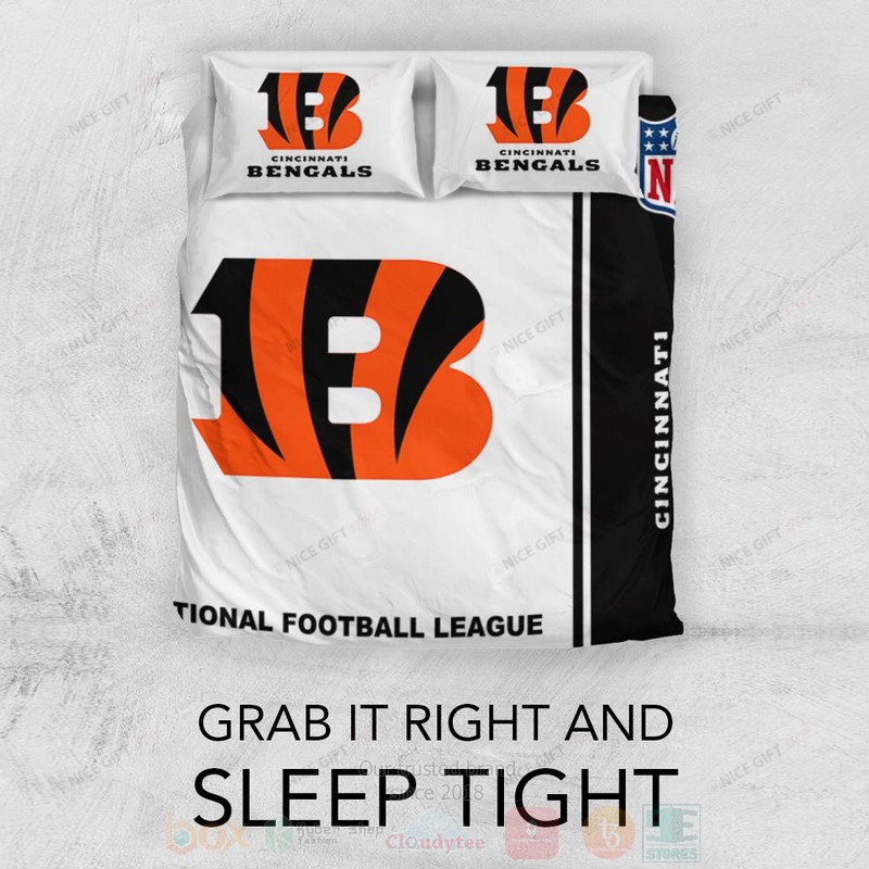 BEST NFL Cincinnati Bengals Inspired White-Black Duvet Cover Bed Sets 3 NFL Cincinnati Bengals Inspired White Black Bedding Set 1 2
