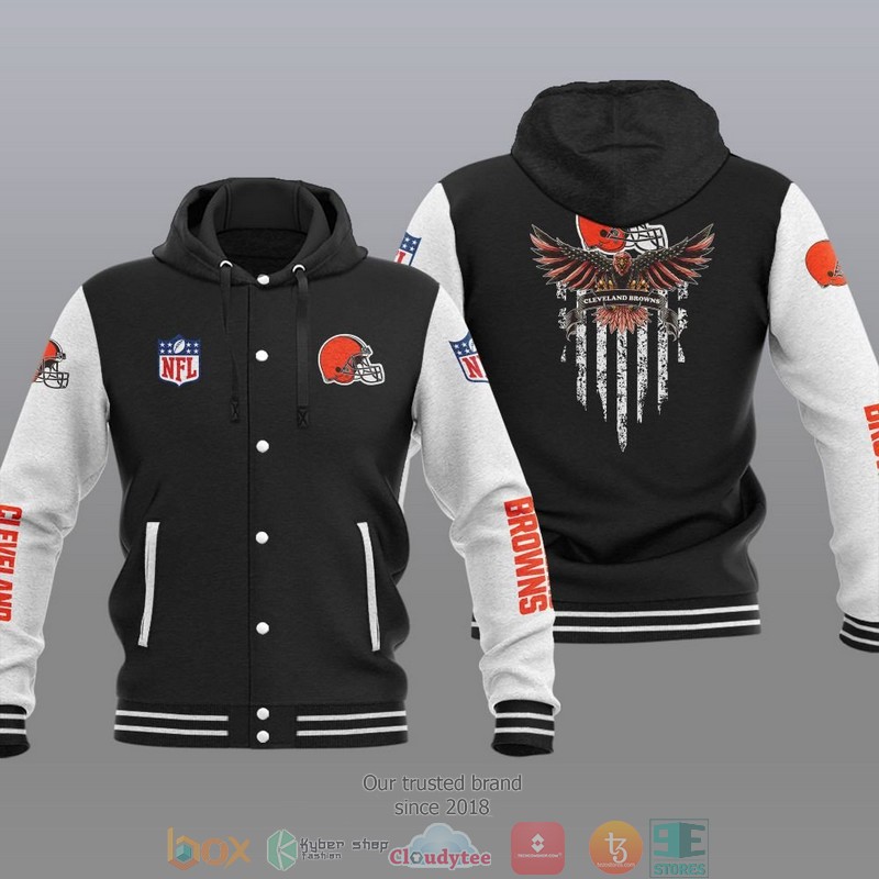 NFL Cleveland Browns Eagle American Flag Baseball Jacket Hoodie 1