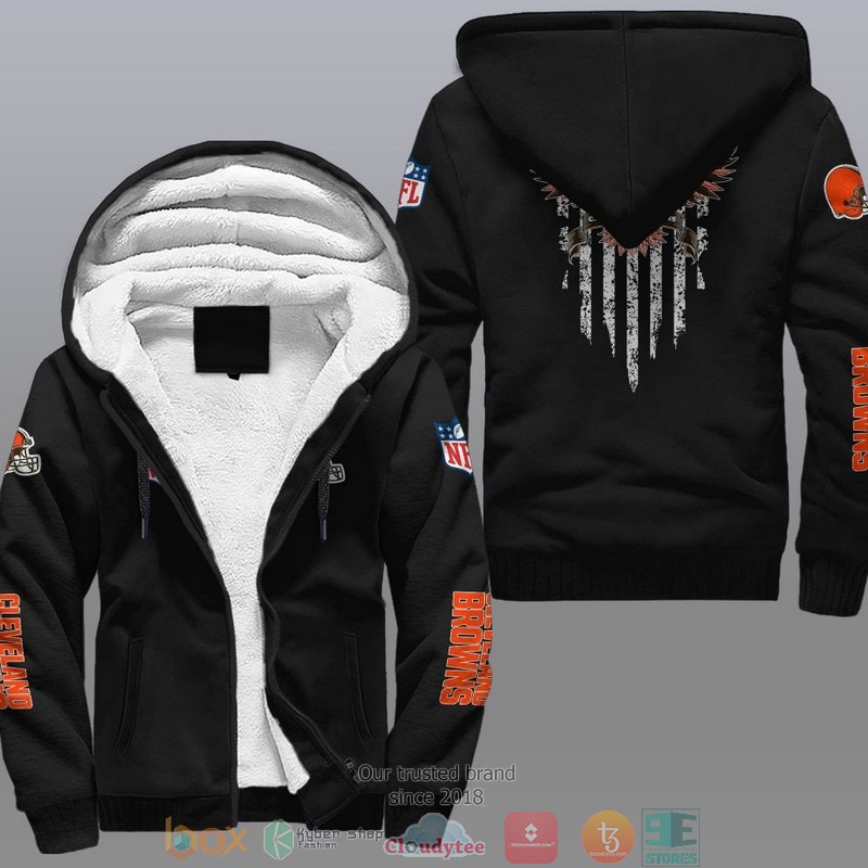 NFL Cleveland Browns Eagle American Flag Fleece Hoodie