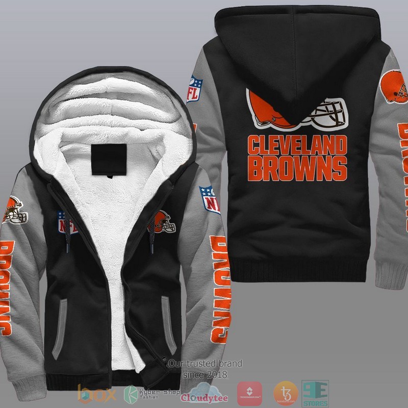 HOT Cleveland Browns 3D Fleece Hoodie 2 NFL Cleveland Browns Fleece Hoodie 1