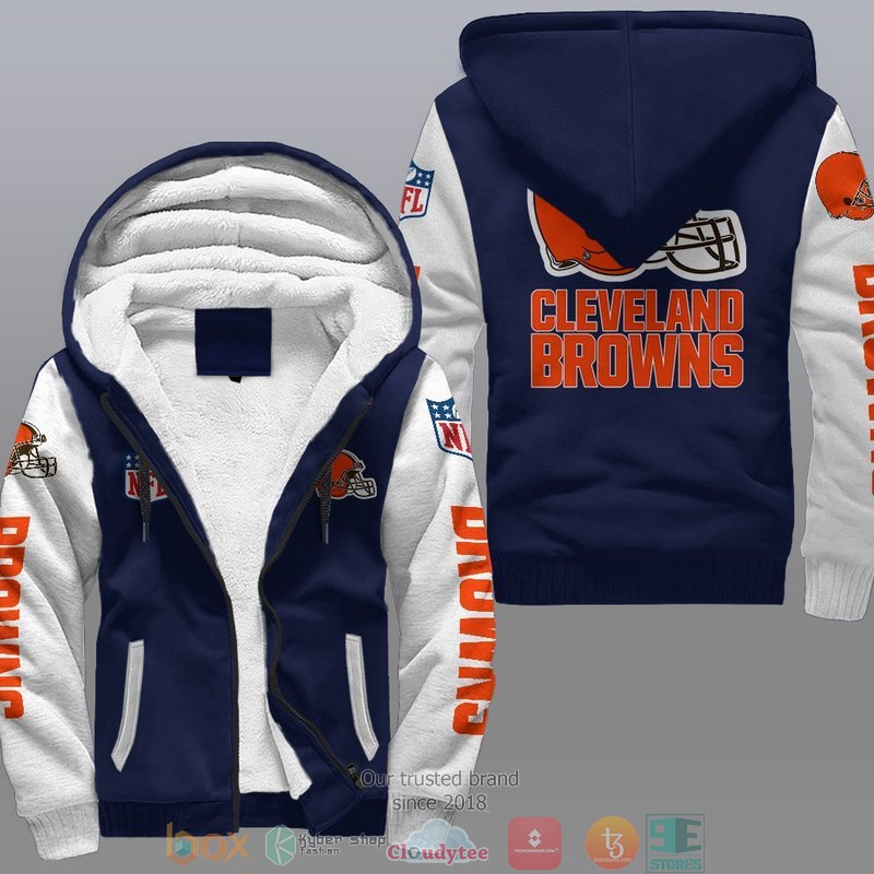 HOT Cleveland Browns 3D Fleece Hoodie 3 NFL Cleveland Browns Fleece Hoodie 1 2
