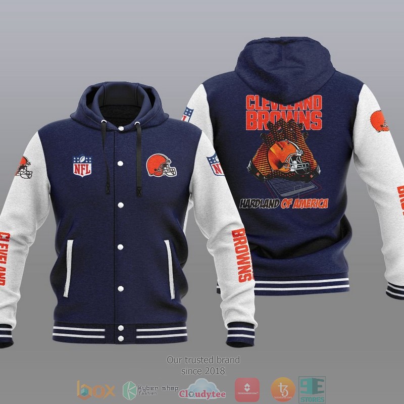 HOT Cleveland Browns Hardland Of America Varsity Hoodie Jacket 3 NFL Cleveland Browns Hardland Of America Baseball Jacket Hoodie 1 2