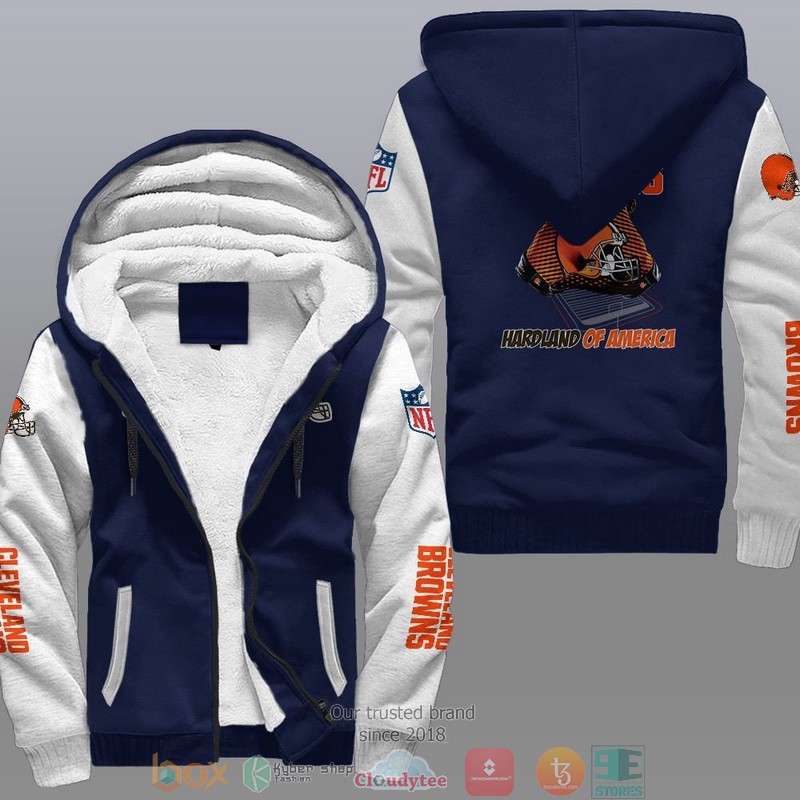 HOT Cleveland Browns Hardland Of America 3D Fleece Hoodie 3 NFL Cleveland Browns Hardland Of America Fleece Hoodie 1 2