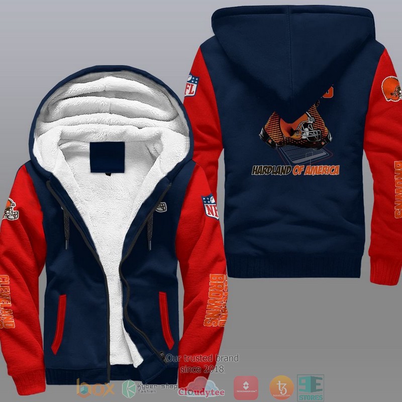 HOT Cleveland Browns Hardland Of America 3D Fleece Hoodie 4 NFL Cleveland Browns Hardland Of America Fleece Hoodie 1 2 3