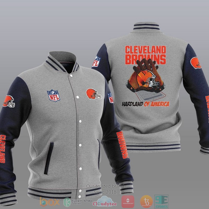 NFL Cleveland Browns Hardland Of America Varsity Jacket 2 NFL Cleveland Browns Hardland Of America Varsity Jacket 1