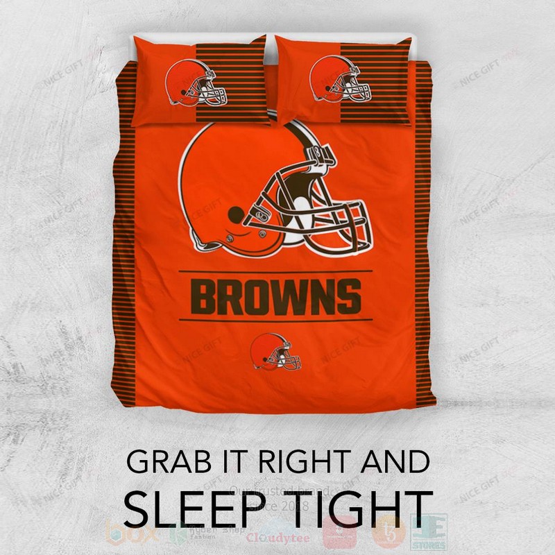 BEST NFL Cleveland Browns Inspired Duvet Cover Bed Sets 3 NFL Cleveland Browns Inspired Bedding Set 1 2