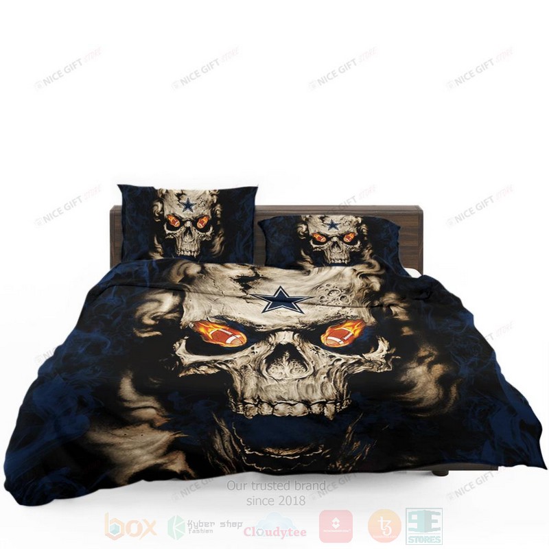 NFL Dallas Cowboys Inspired Skull Bedding Set