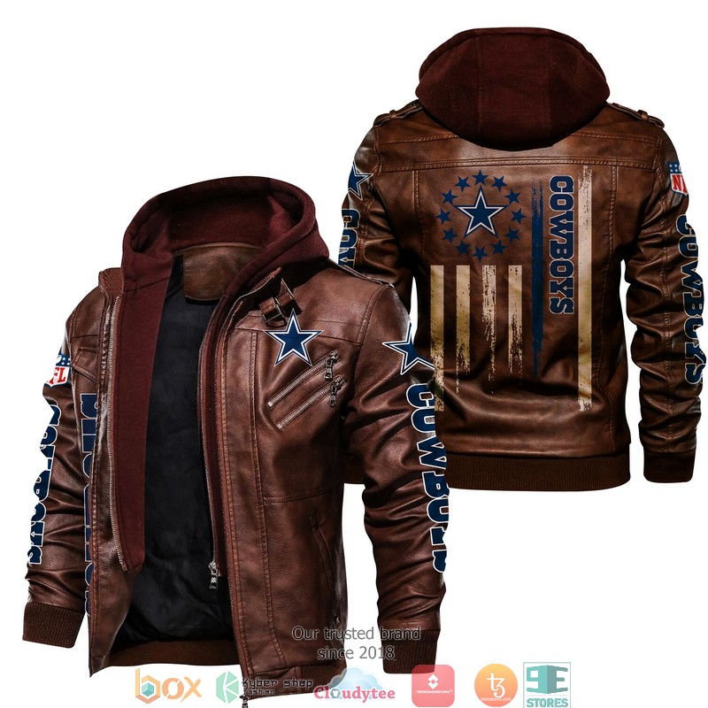 NFL Dallas Cowboys thin line flag 2d leather jacket 2 NFL Dallas Cowboys thin line flag 2d leather jacket 1