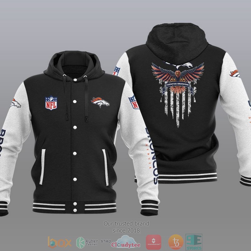 NFL Denver Broncos Eagle American Flag Baseball Jacket Hoodie 1