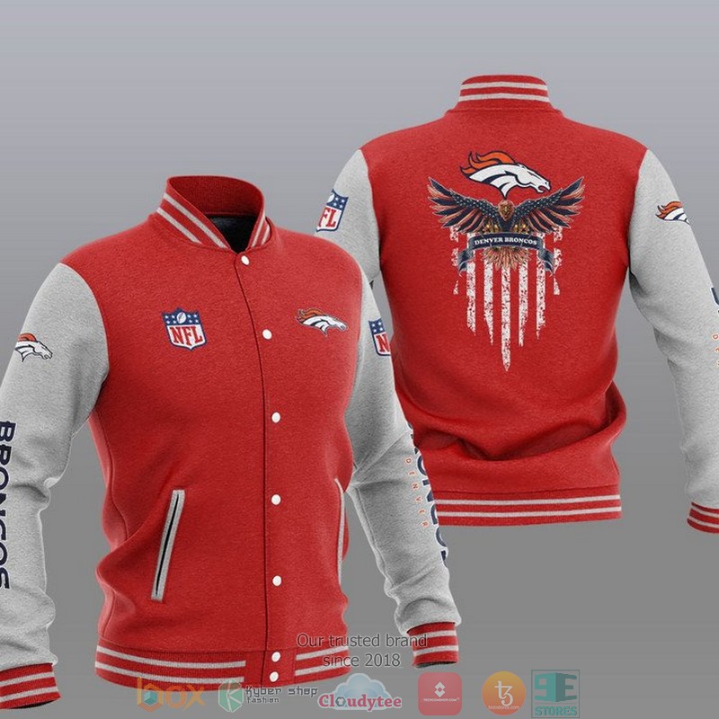 NFL Denver Broncos Eagle Thin Line Flag Varsity Jacket 1 2 3 4 5