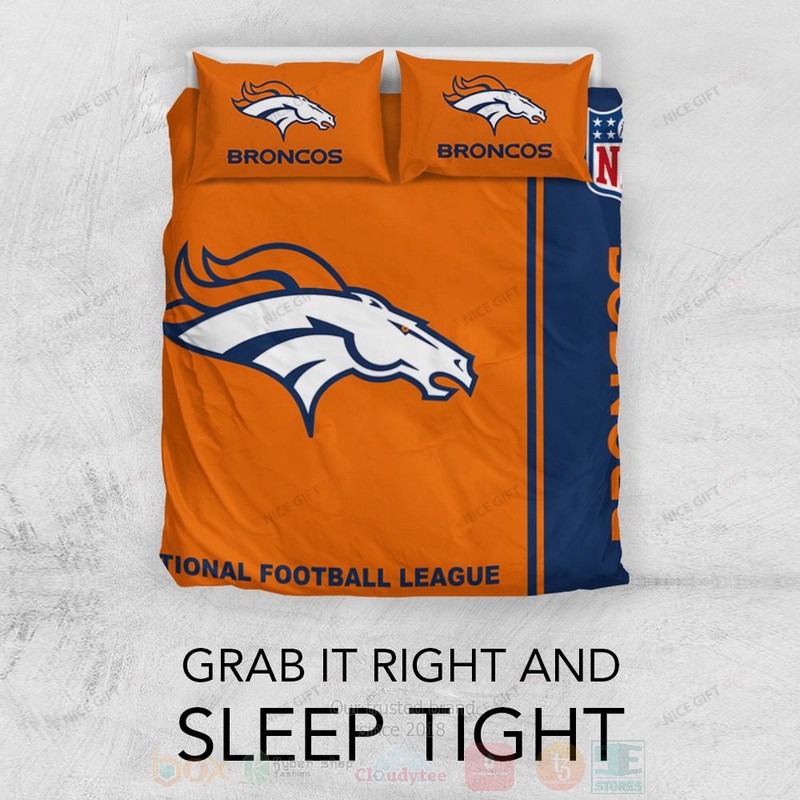 BEST NFL Denver Broncos Inspired Orange Duvet Cover Bed Sets 3 NFL Denver Broncos Inspired Orange Bedding Set 1 2