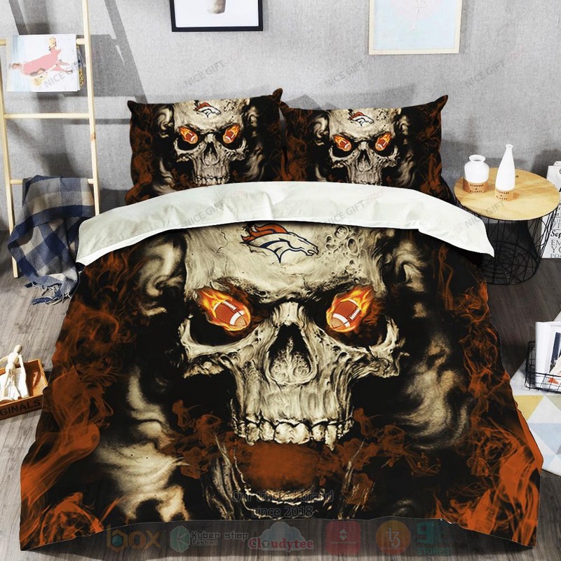 NFL Denver Broncos Inspired Skull Bedding Set 1