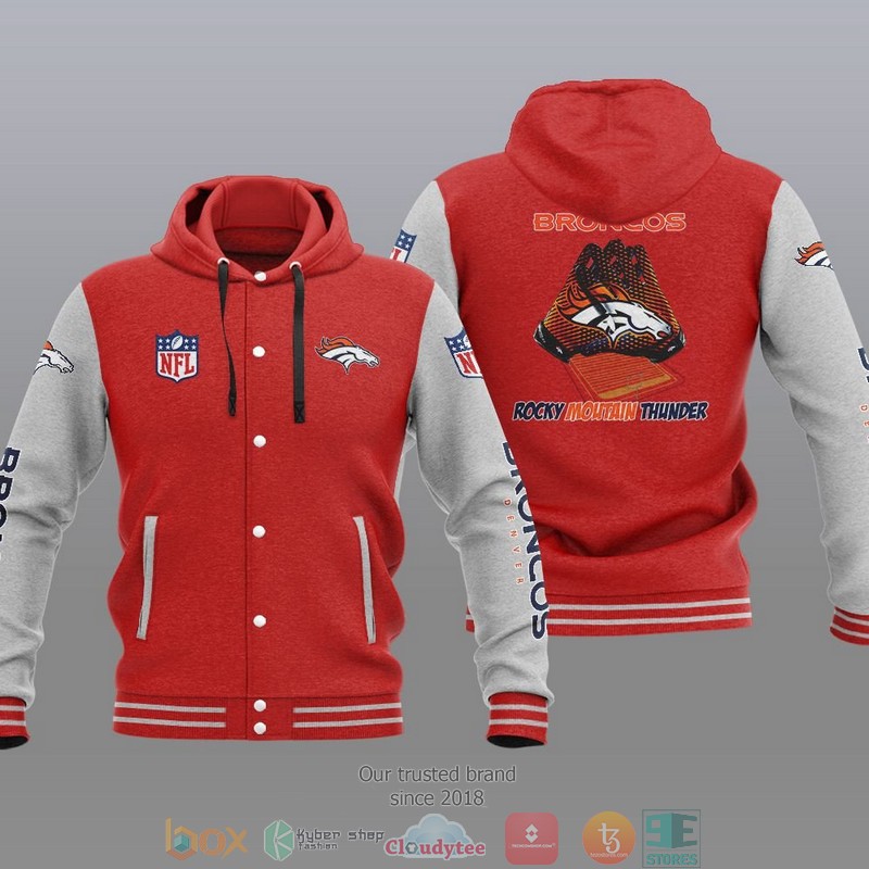 NFL Denver Broncos Rocky Moutain Thunder Baseball Jacket Hoodie 1 2 3 4