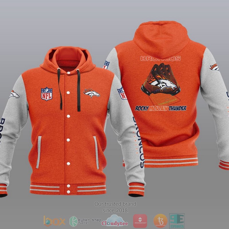 NFL Denver Broncos Rocky Moutain Thunder Baseball Jacket Hoodie 1 2 3 4 5
