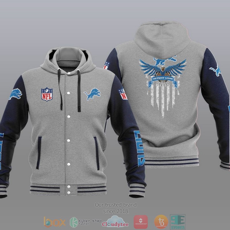 HOT Detroit Lions Eagle American Flag Varsity Hoodie Jacket 3 NFL Detroit Lions Eagle American Flag Baseball Jacket Hoodie 1 2