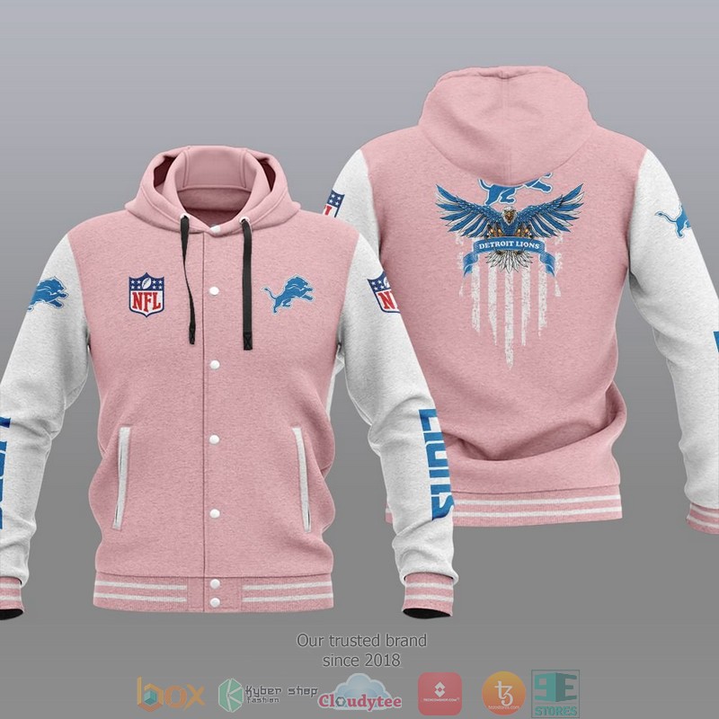 HOT Detroit Lions Eagle American Flag Varsity Hoodie Jacket 4 NFL Detroit Lions Eagle American Flag Baseball Jacket Hoodie 1 2 3