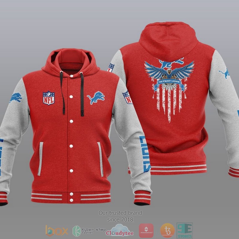 HOT Detroit Lions Eagle American Flag Varsity Hoodie Jacket 5 NFL Detroit Lions Eagle American Flag Baseball Jacket Hoodie 1 2 3 4