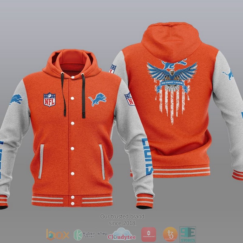 HOT Detroit Lions Eagle American Flag Varsity Hoodie Jacket 6 NFL Detroit Lions Eagle American Flag Baseball Jacket Hoodie 1 2 3 4 5