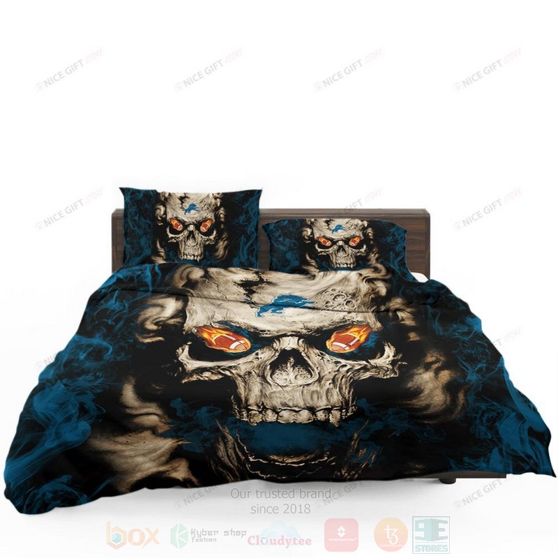 NFL Detroit Lions Inspired Skull Bedding Set