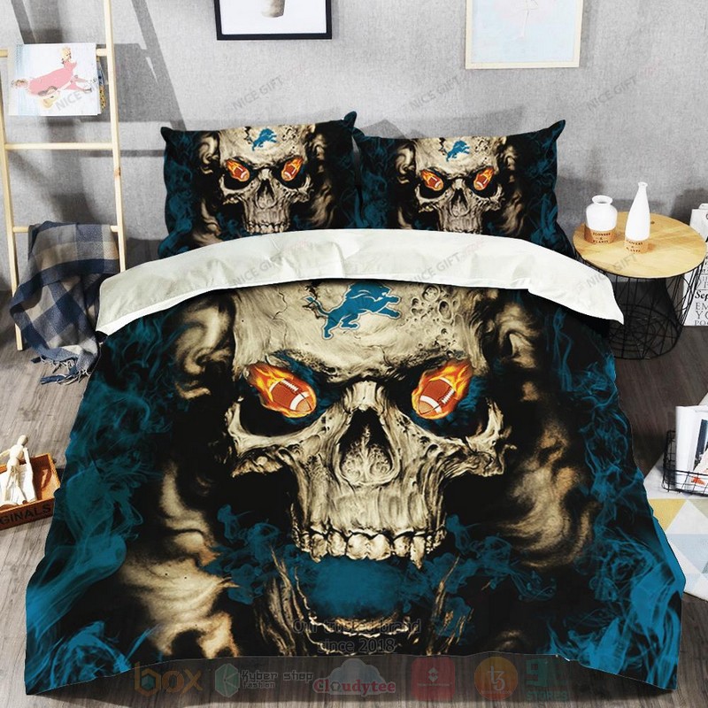 NFL Detroit Lions Inspired Skull Bedding Set 1