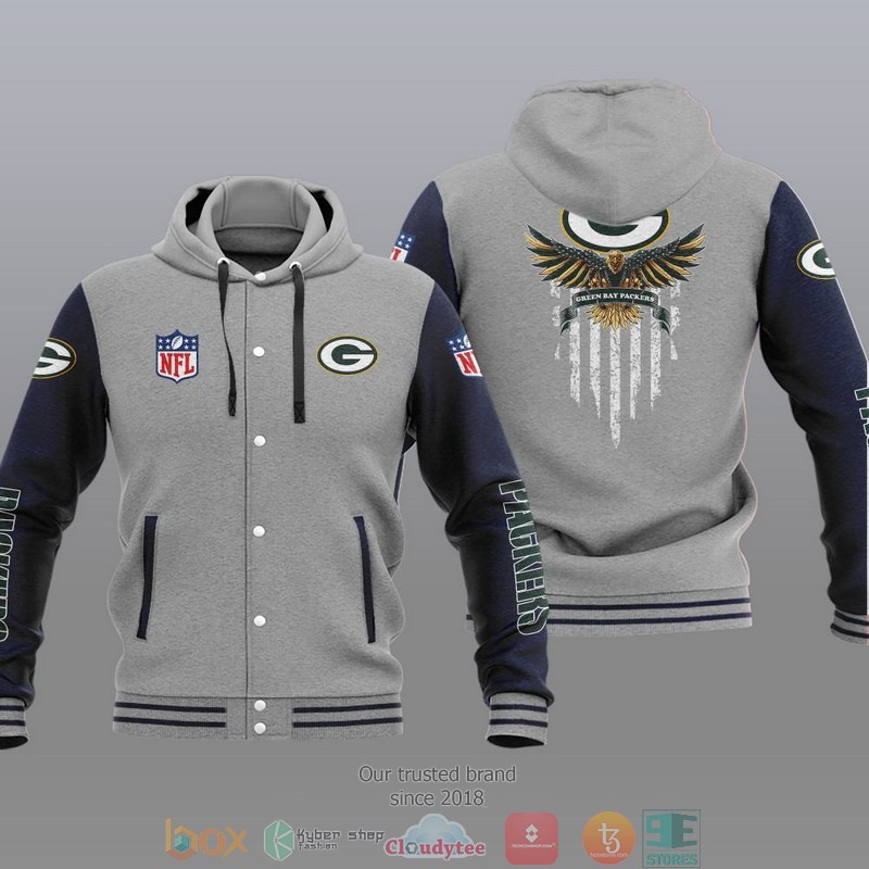 NFL Green Bay Packers Eagle American Flag Baseball Jacket Hoodie 1