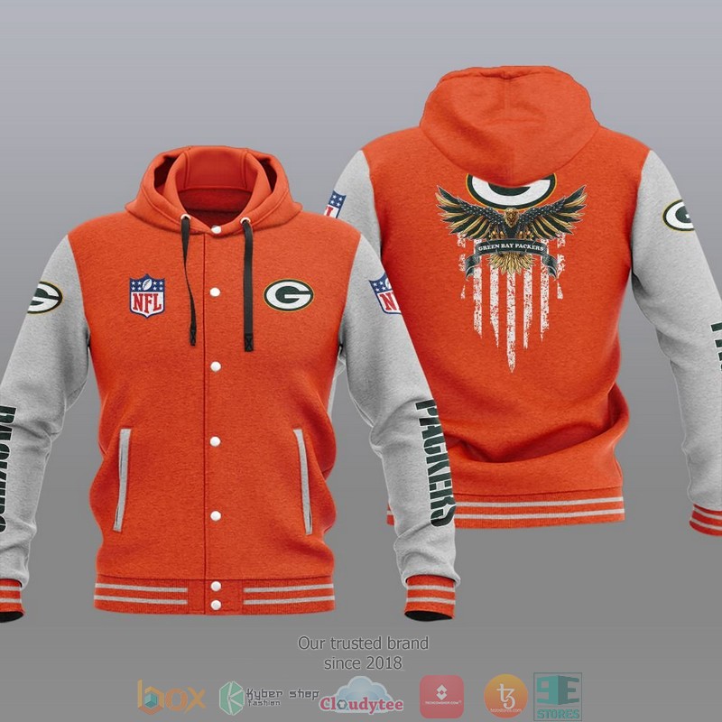 NFL Green Bay Packers Eagle American Flag Baseball Jacket Hoodie 1 2 3 4 5